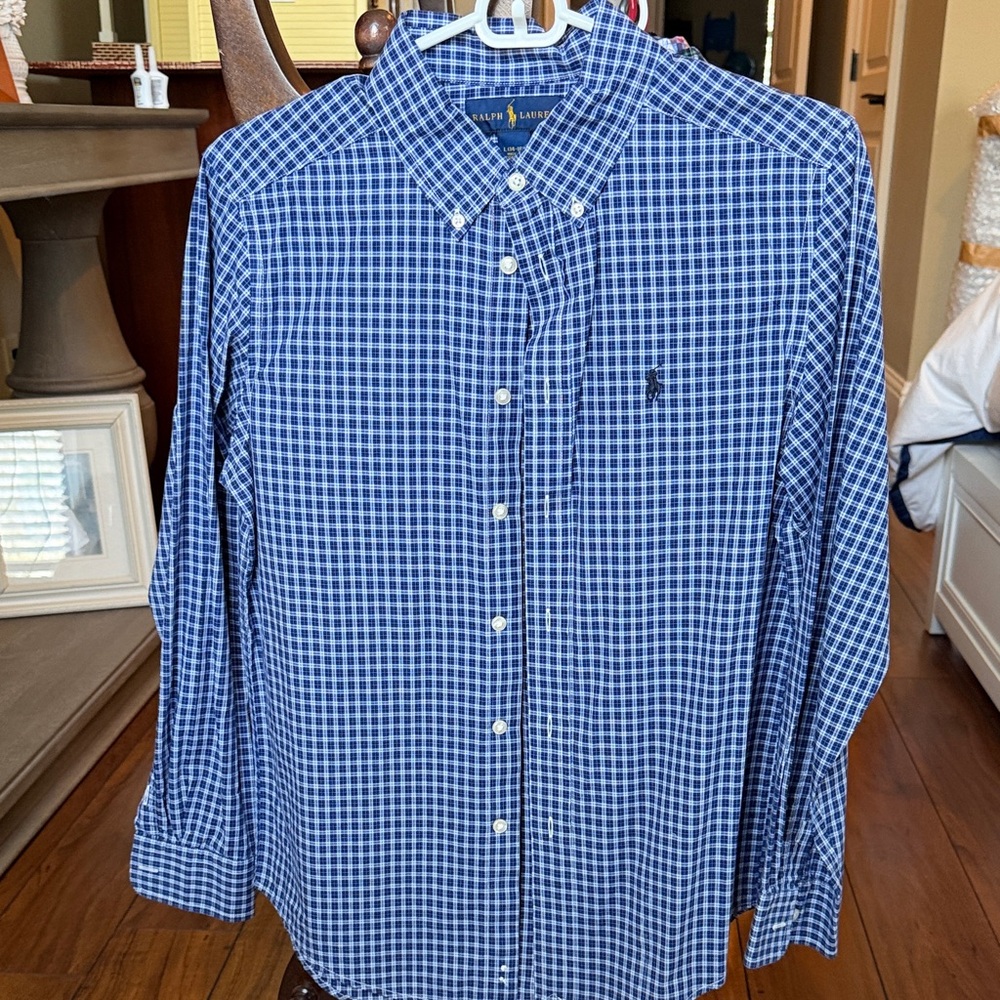 Ralph Lauren Navy Checkered Button-Down Shirt